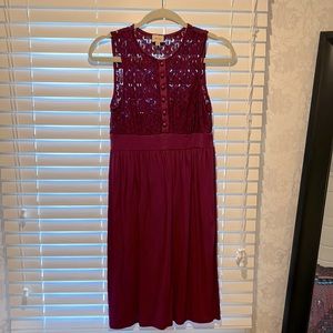 Anthropologie brand Ella Moss eggplant purple lace dress size small 38 inch long